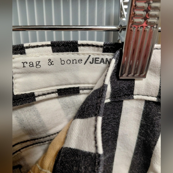 Rag & Bone Black White Striped Capri Jeans Made In USA Stylish Chic - Picture 5 of 7